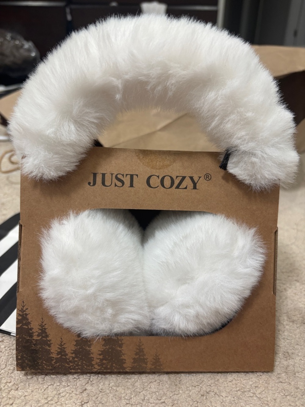 Just Cozy White Faux Fur Ear Muffs for Kids